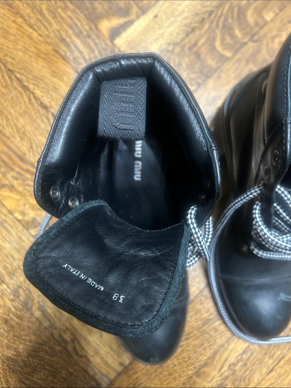 Miu miu Black women's Lace-Up Ankle Boots - Classic Utility Style - Picture 2 of 3
